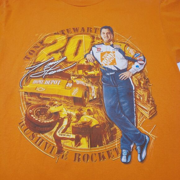 Vintage Tony Stewart 2003 Mens Size Large T-Shirt NASCAR Home Depot Double Sided - Picture 2 of 7